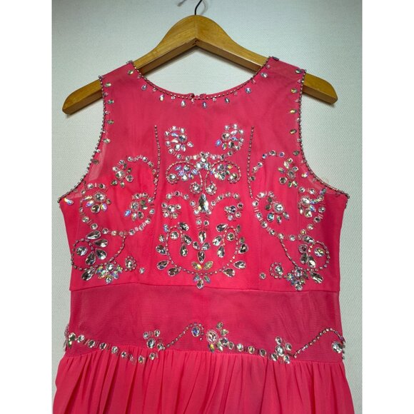 Crystal Sky Youth Embellished Evening Gown Dress Size 5 Pink Full-Length Formal - Picture 5 of 16